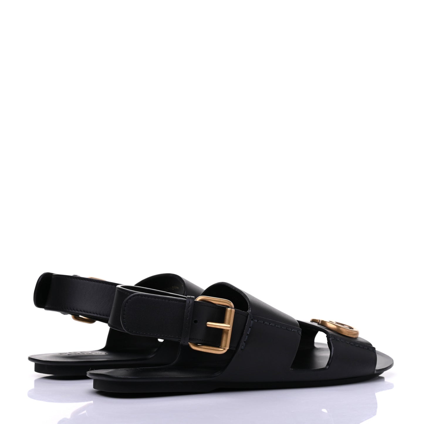 Calfskin Mens GG Marmont Sandals 7 Black