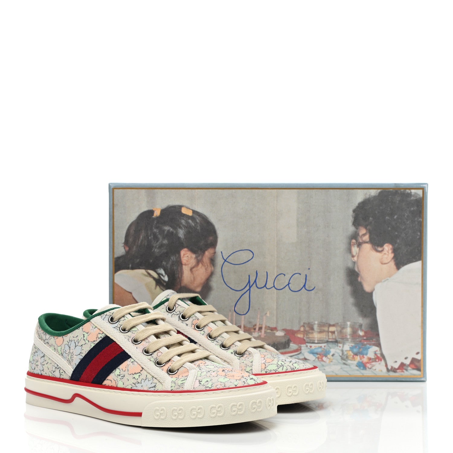 Gucci X LIBERTY OF LONDON Canvas Web Tracy Print Womens 1977 Tennis Sneakers 36 Mint Peach Mystic White 9 of 9