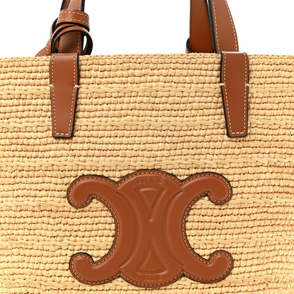 Celine Raffia Calfskin Triomphe Teen Panier Tan 9 of 12