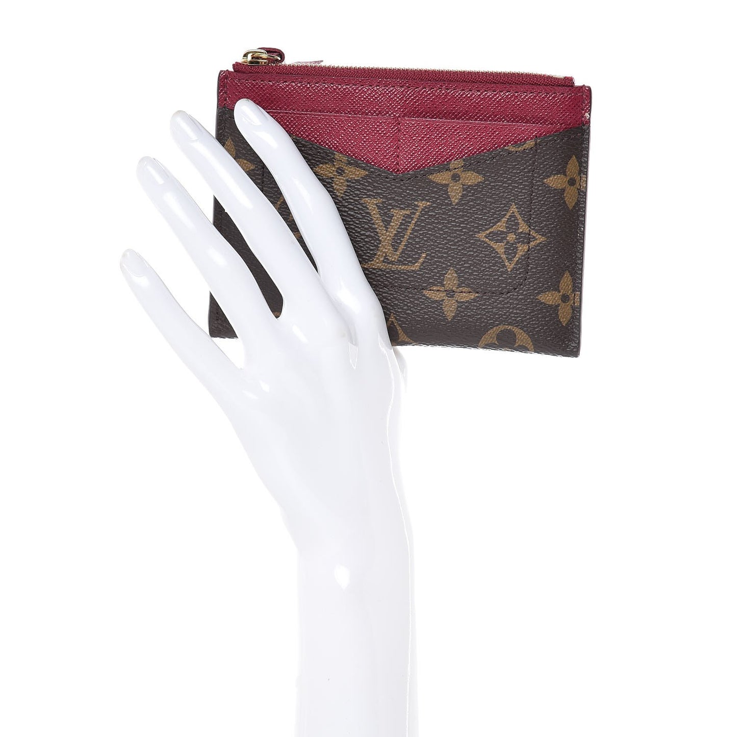 Monogram Zipped Card Holder Fuchsia