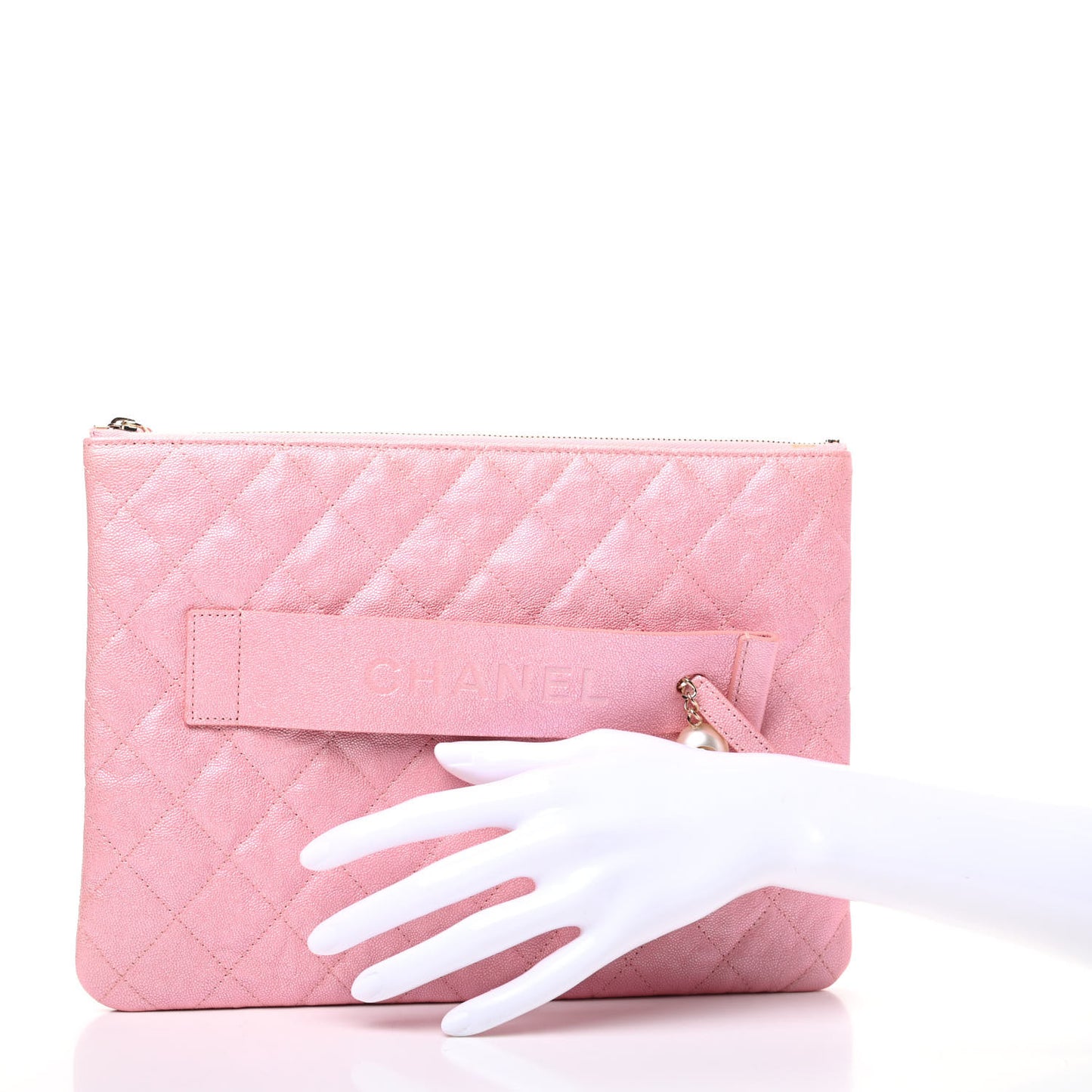 Iridescent Caviar Medium Night by the C Pouch Clutch Rose Pink