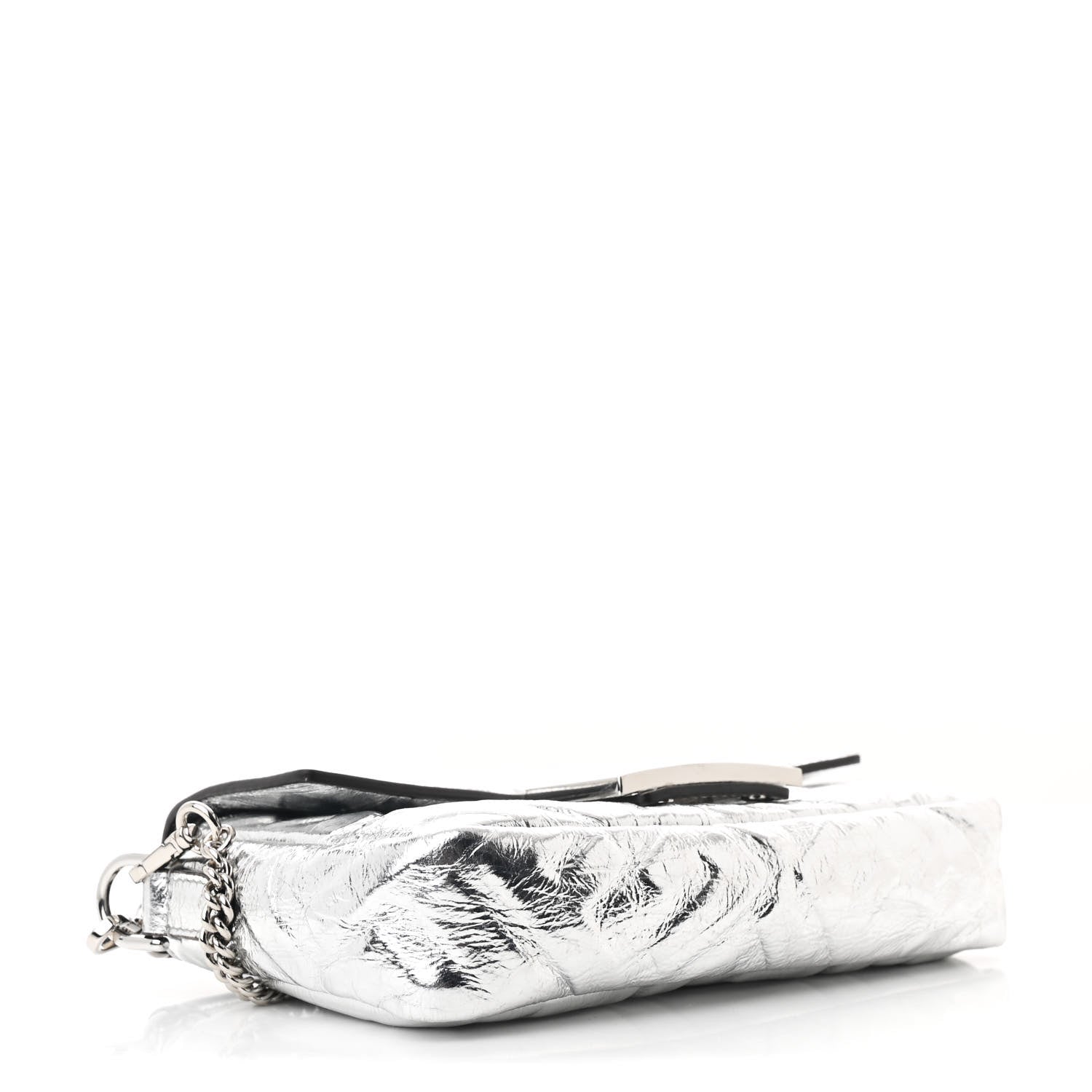 Fendi Rock Millenium FF 1974 Embossed Mini Baguette Palladio 4 of 12