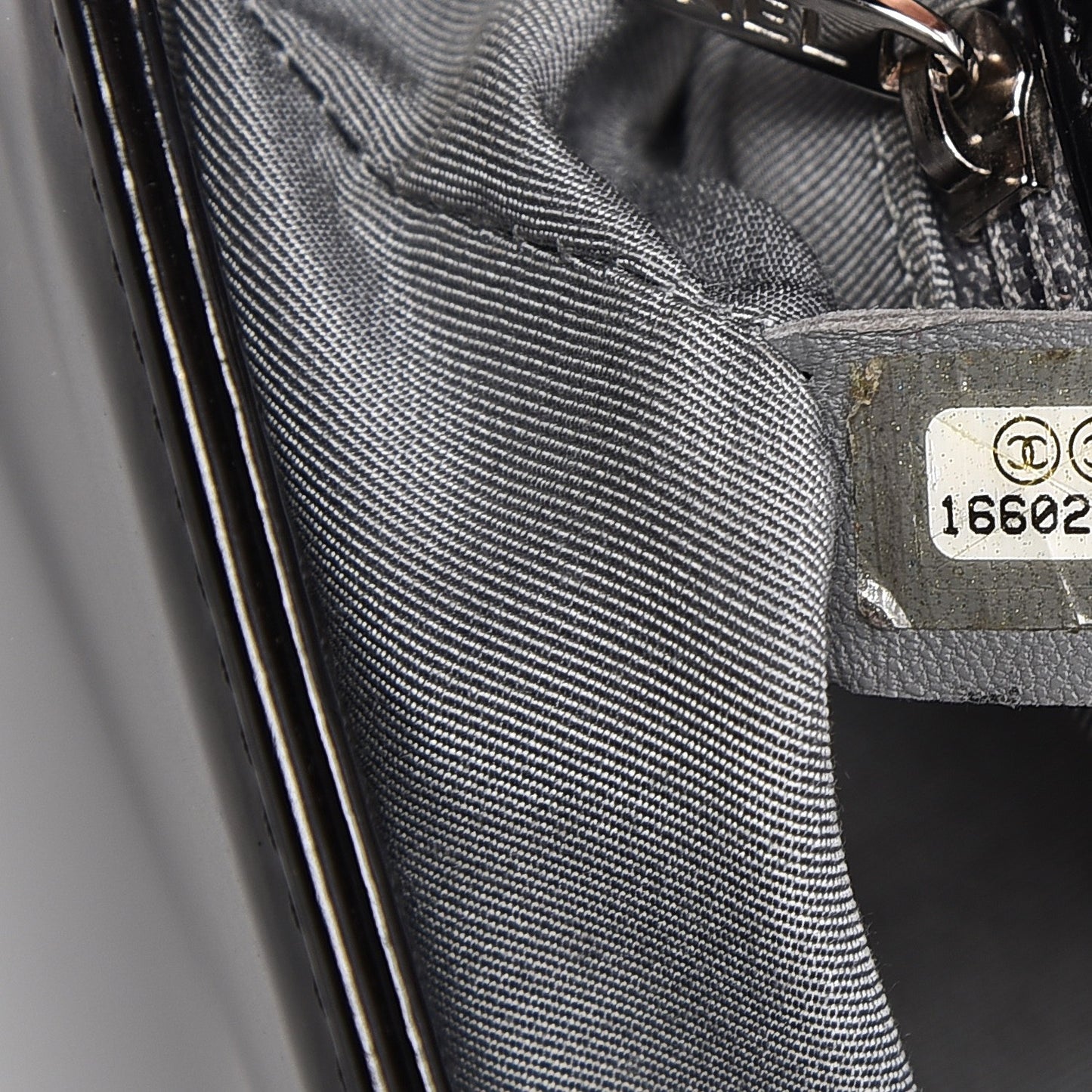 Glazed Calfskin Medium Boy Flap Black