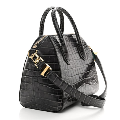 Givenchy Calfskin Crocodile Embossed Small Antigona Storm Grey 3 of 10