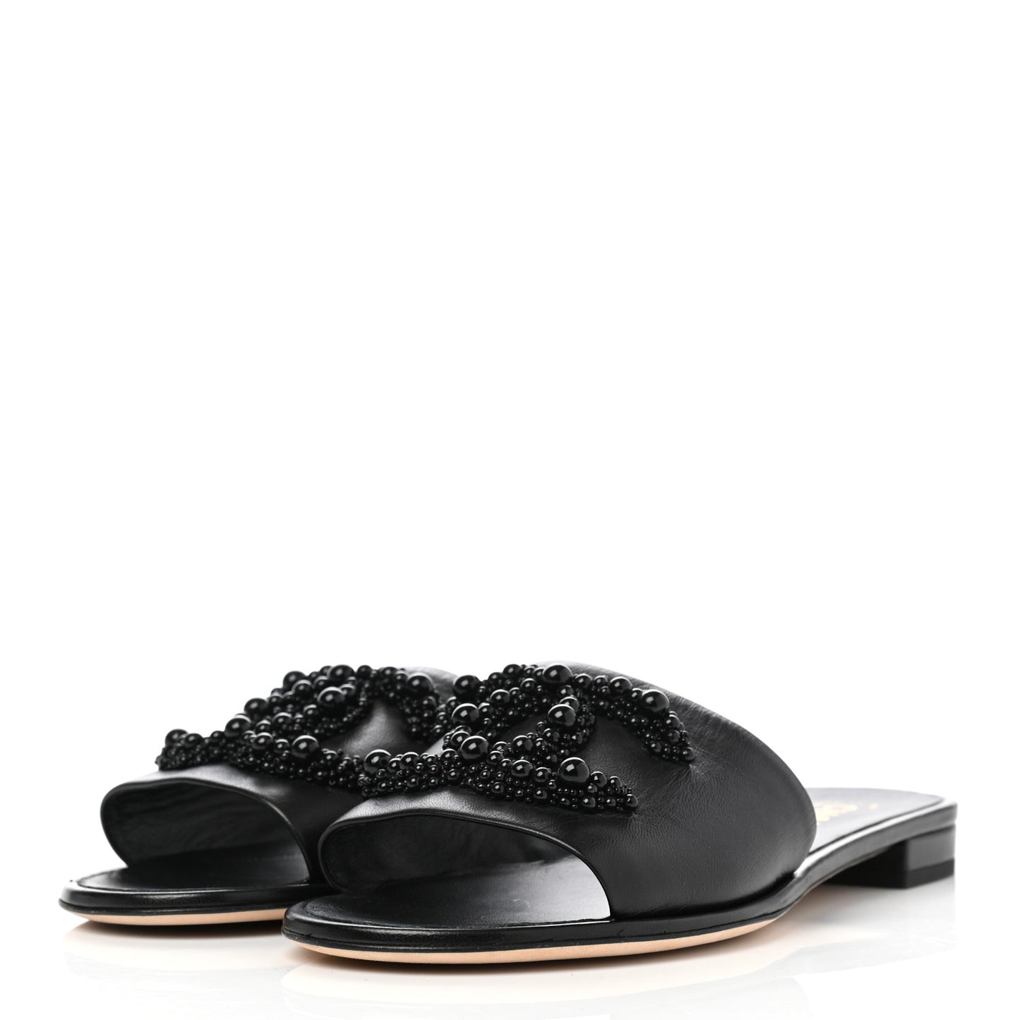 Lambskin Beaded CC Mules 39 Black
