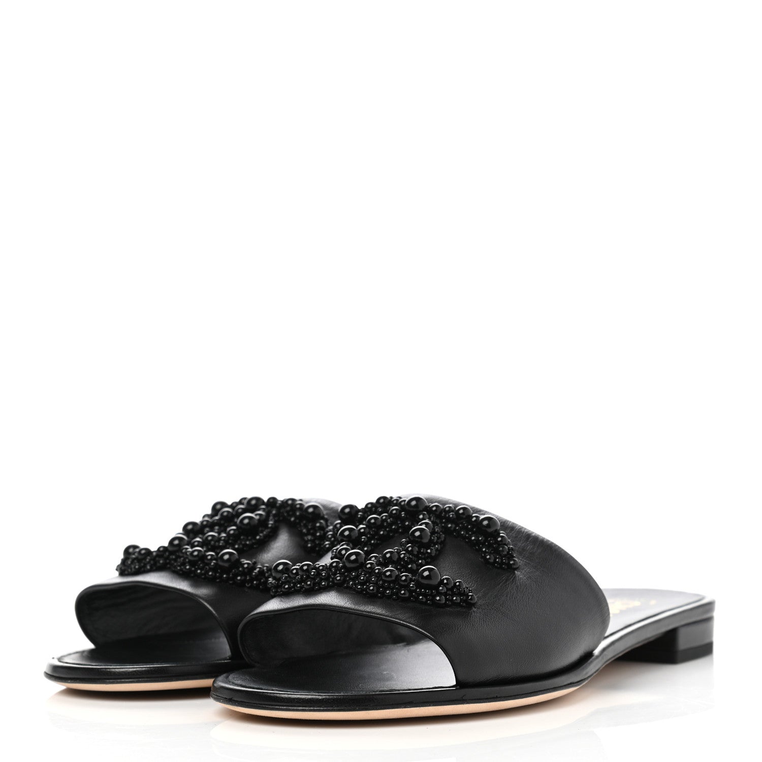 Chanel Lambskin Beaded CC Mules 39 Black 3 of 9
