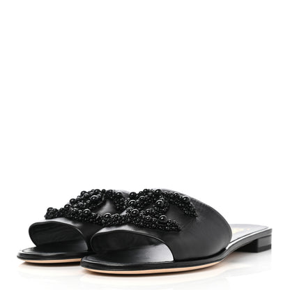 Chanel Lambskin Beaded CC Mules 39 Black 3 of 9