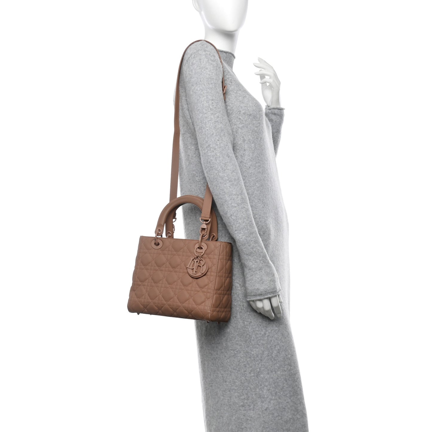 Ultra Matte Calfskin Cannage Medium Lady Dior Beige