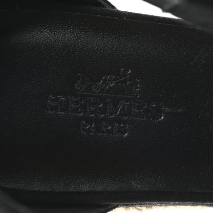 Hermes Suede Elda Espadrille Wedge Sandals 36 Black 7 of 8