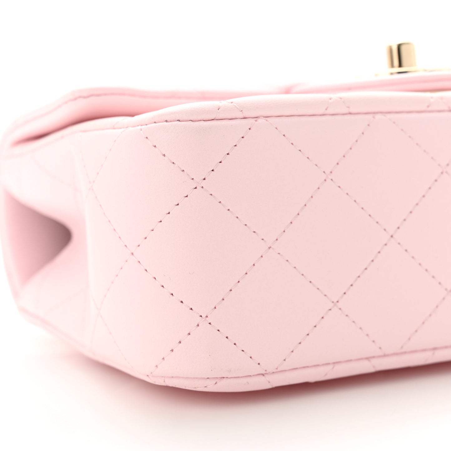 Lambskin Quilted Mini Top Handle Rectangular Flap Light Pink
