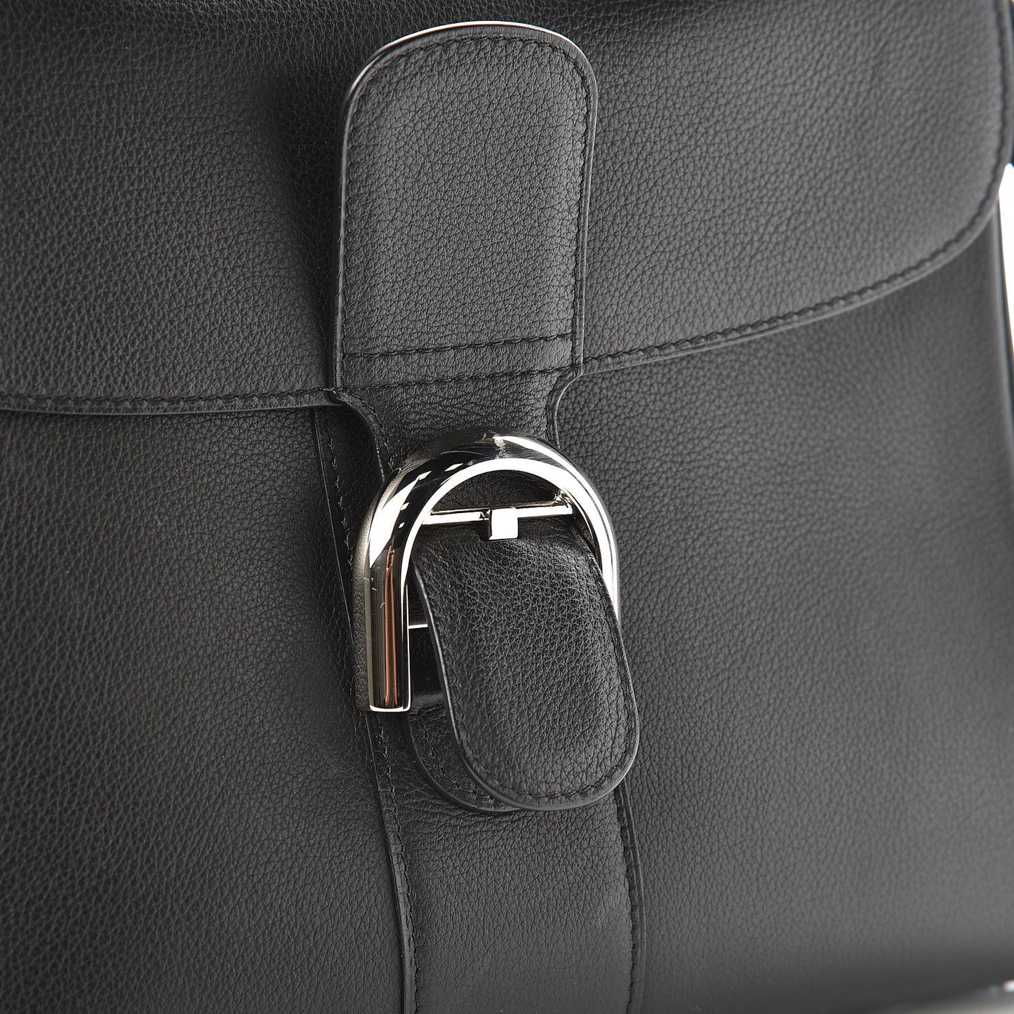 Grained Calfskin MM Brillant Satchel Black