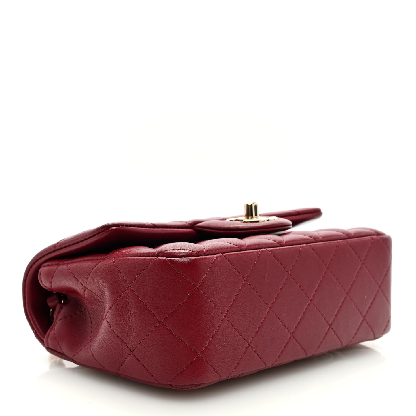 Lambskin Quilted Mini Rectangular Flap Burgundy