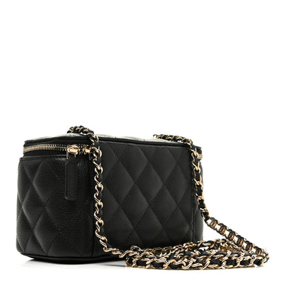 Chanel Caviar Quilted Small Tiny CC Vanity Case With Chain Black 3 of 12