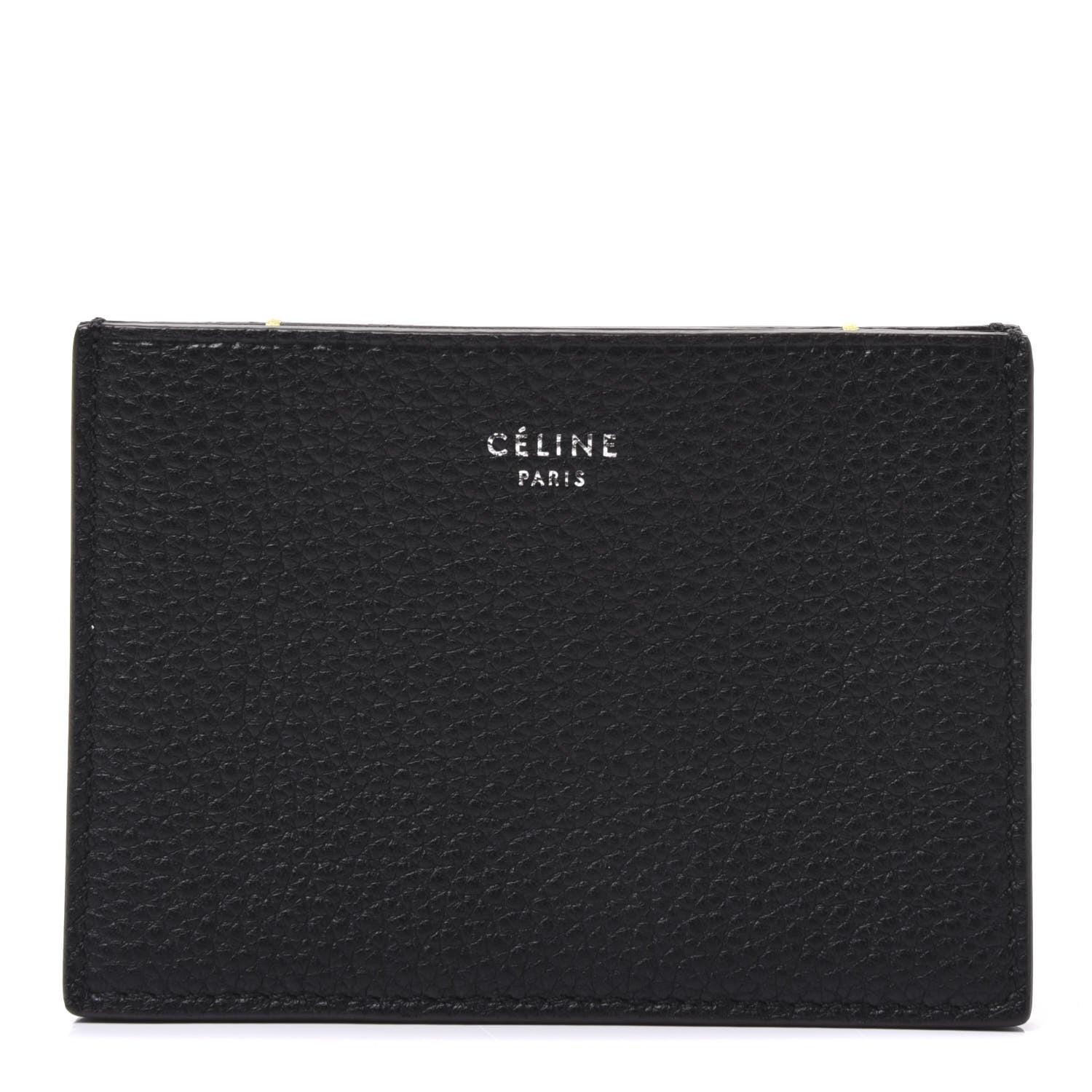 Celine Drummed Calfskin Gusset Card Holder Black 1 of 9