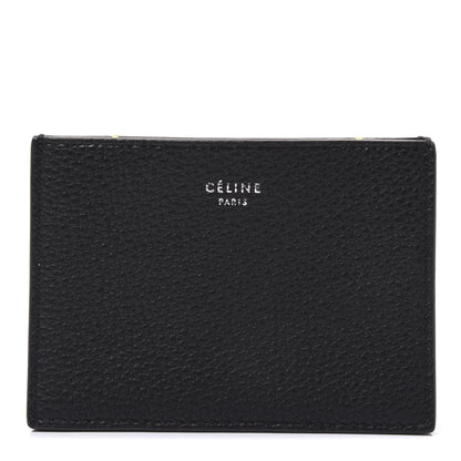 Celine Drummed Calfskin Gusset Card Holder Black 1 of 9