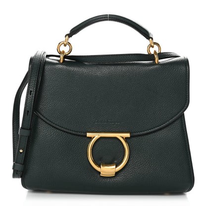 Salvatore Ferragamo Calfskin Small Margot Top Handle Satchel Verde Olivo 1 of 9