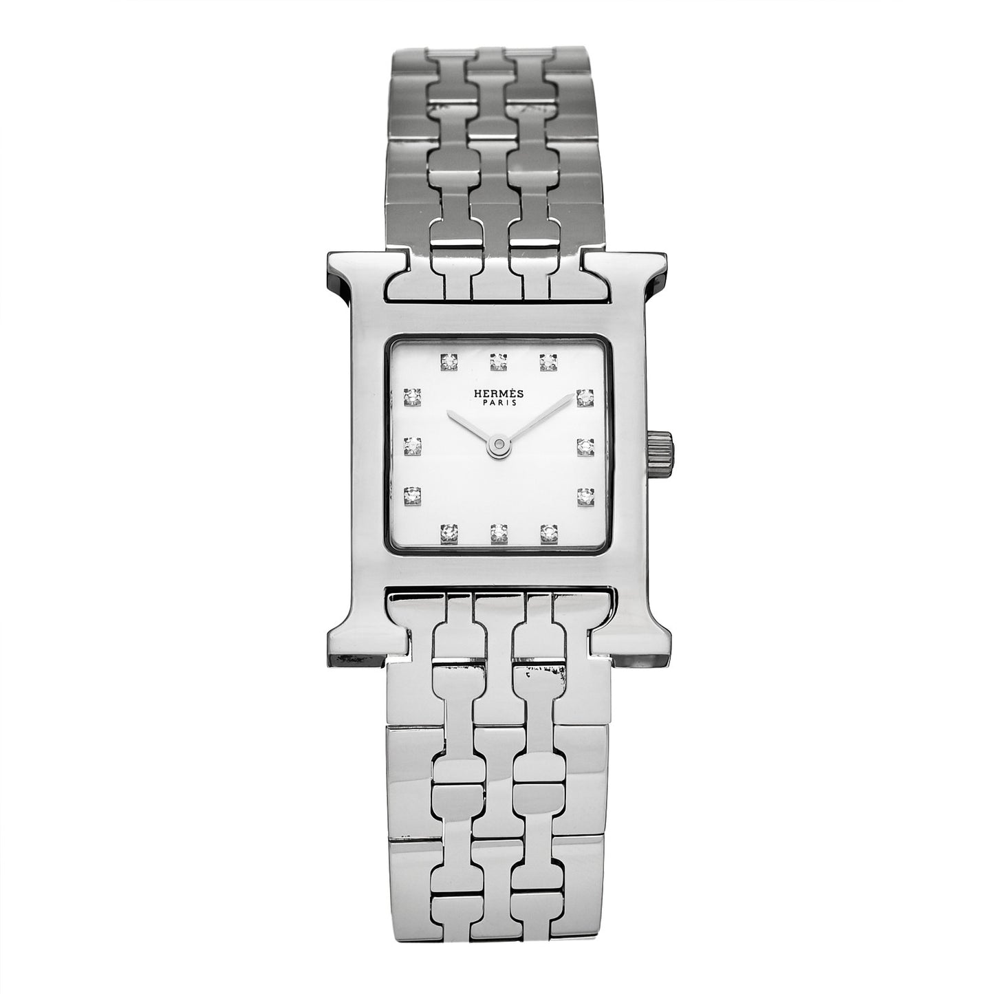 Stainless Steel Diamond Mother of Pearl 21mm Heure H Hour Quartz Watch