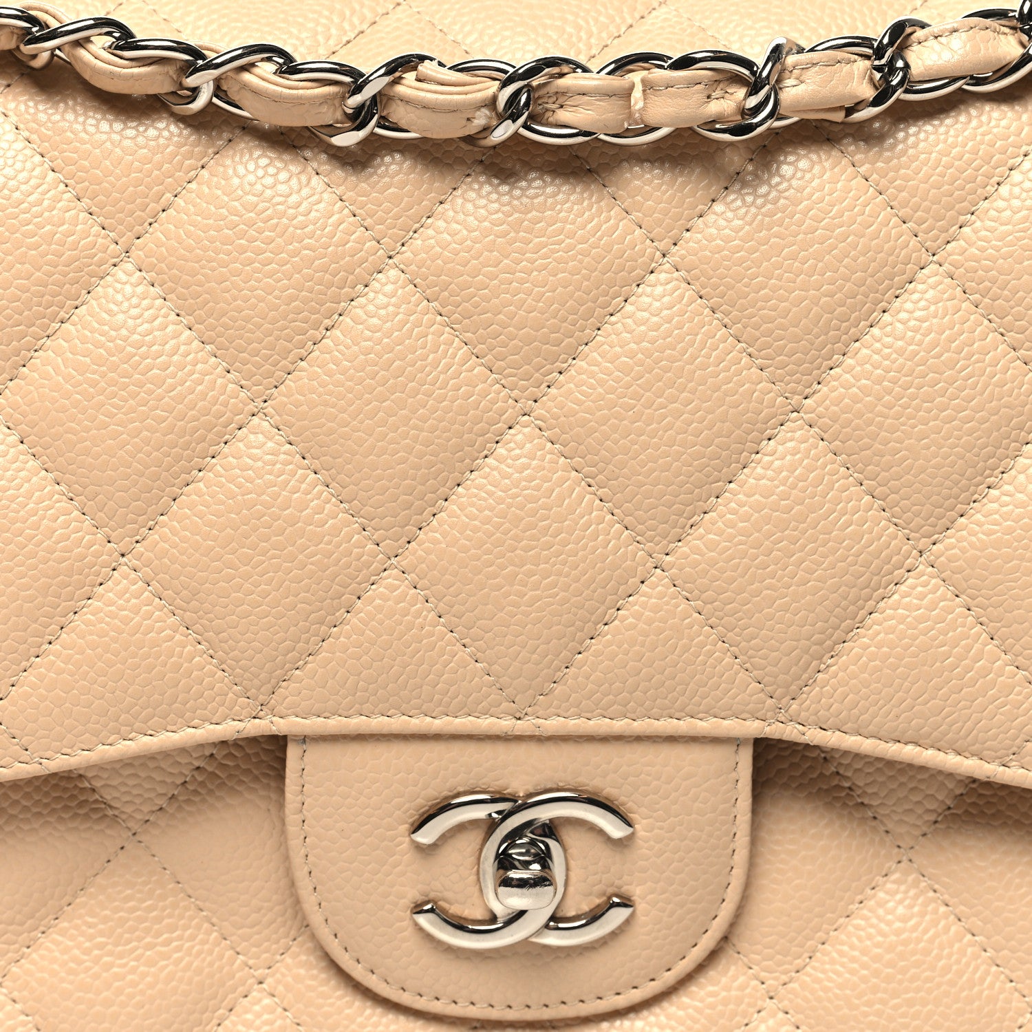 Chanel Caviar Quilted Jumbo Double Flap Beige Clair 8 of 11