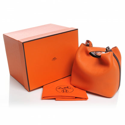 Hermes Taurillon Clemence Picotin PM Orange and Ebene 5 of 8