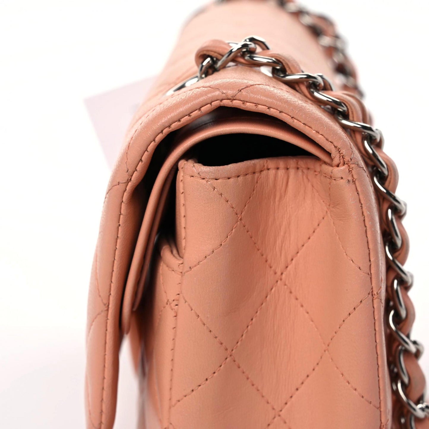 Lambskin Quilted Medium Double Flap Light Pink