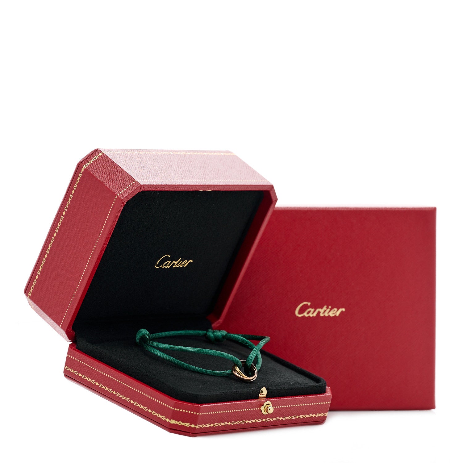 Cartier 18K Pink Yellow White Gold Trinity Adjustable Cord Bracelet Green 4 of 4