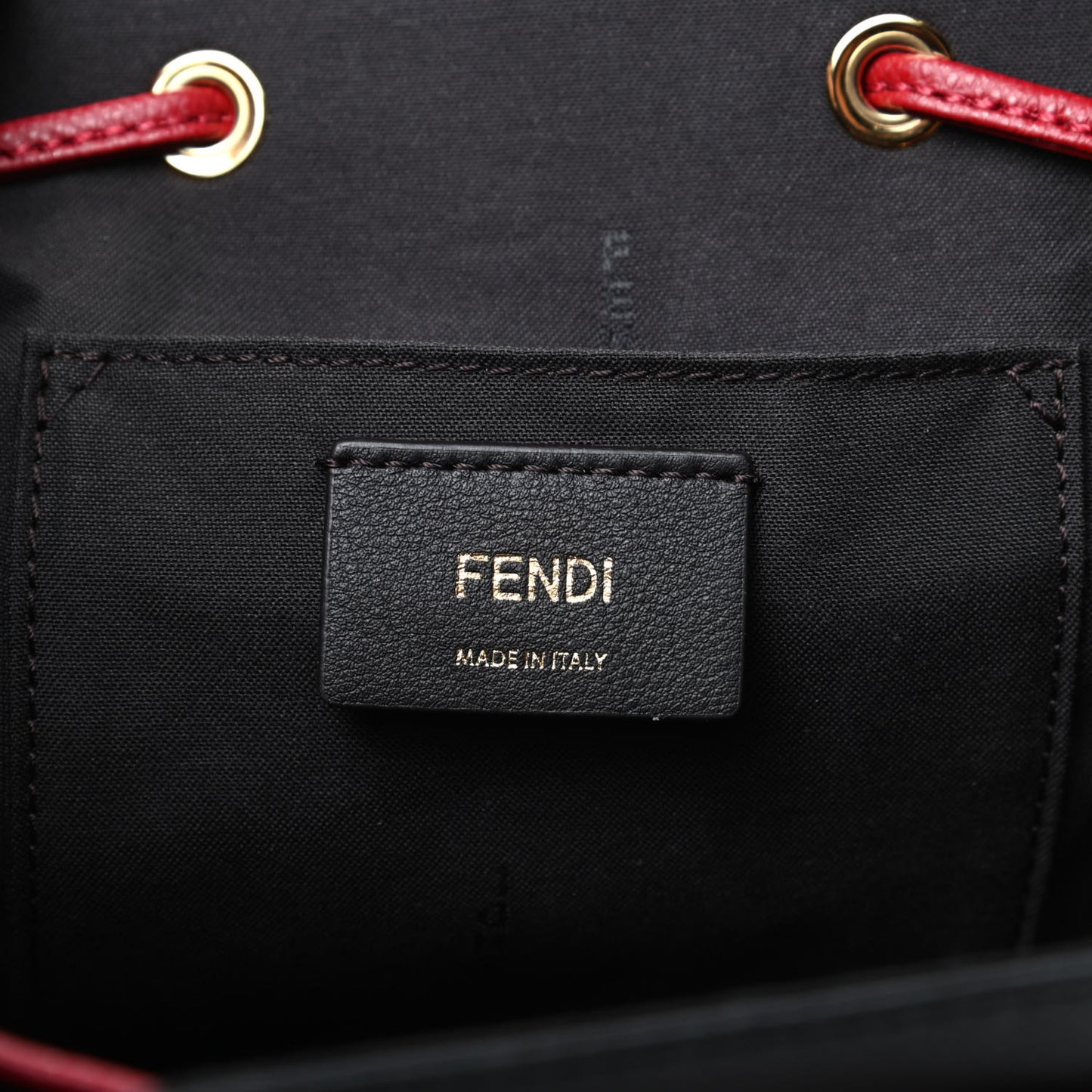Vitello Cruise Bi-Color FF 1974 Embossed F is Fendi Drawstring Backpack Black Fragola Maya