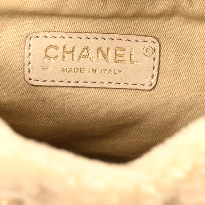 Chanel Tweed Shearling Quilted CC Backpack White 5 of 9