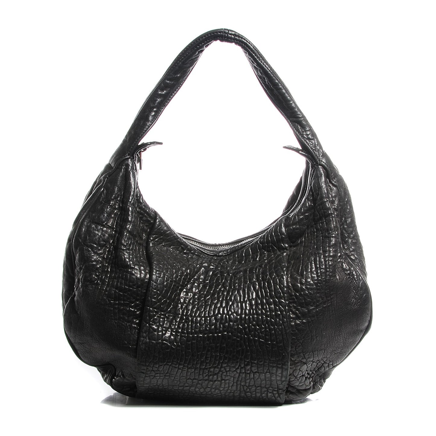 Pebbled Lambskin Morgan Hobo Black Silver Hardware