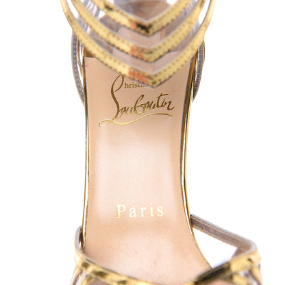 Christian Louboutin Specchio PVC Maratena 100 Sandal Heels 37.5 Gold 8 of 8