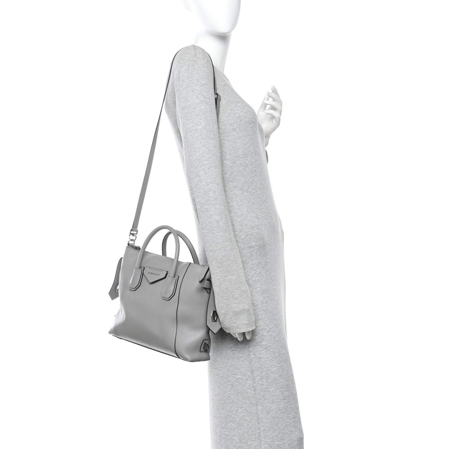 Calfskin Small Soft Antigona Pearl Grey