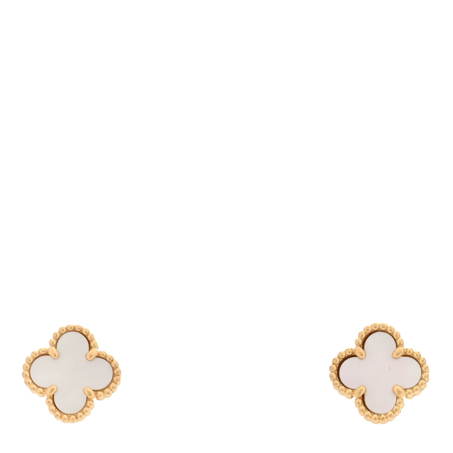 Van Cleef & Arpels 18K Yellow Gold Mother of Pearl Sweet Alhambra Earrings 1 of 5
