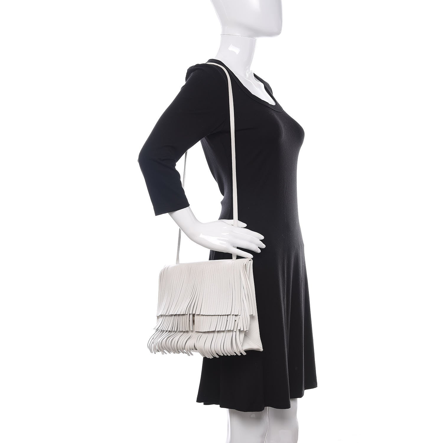 Proenza Schouler Calfskin Large Fringe Lunch Bag White 2 of 12