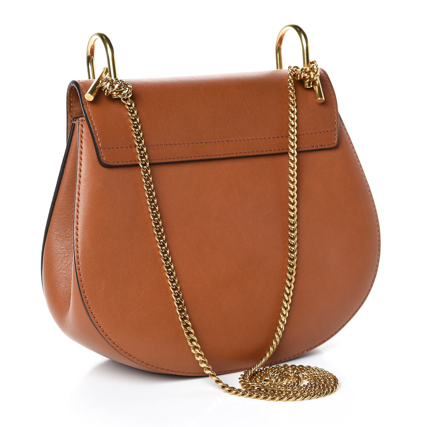 Suede Smooth Calfskin Studded Drew Shoulder Bag Caramel