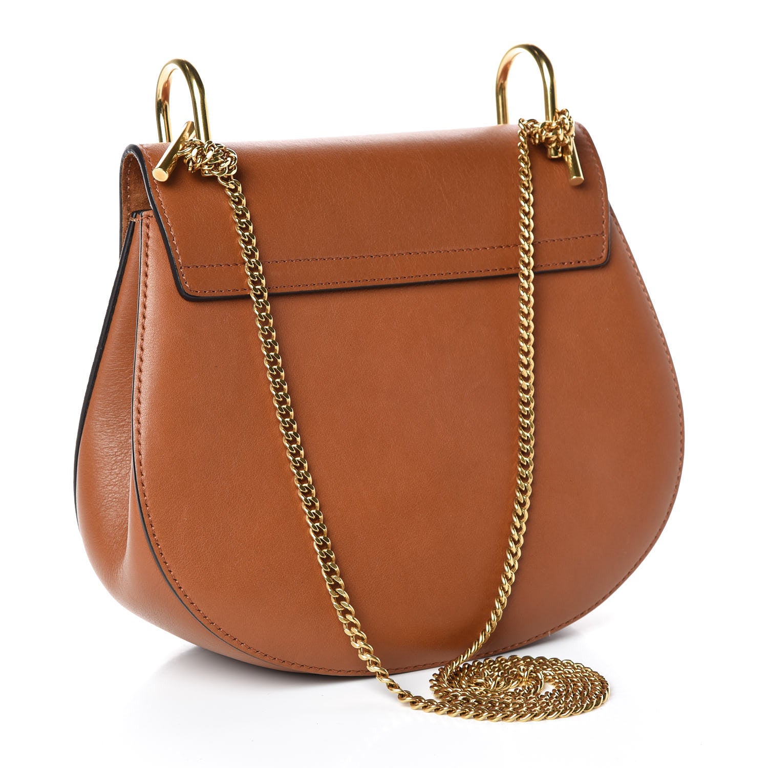 Chloe Suede Smooth Calfskin Studded Drew Shoulder Bag Caramel 3 of 7