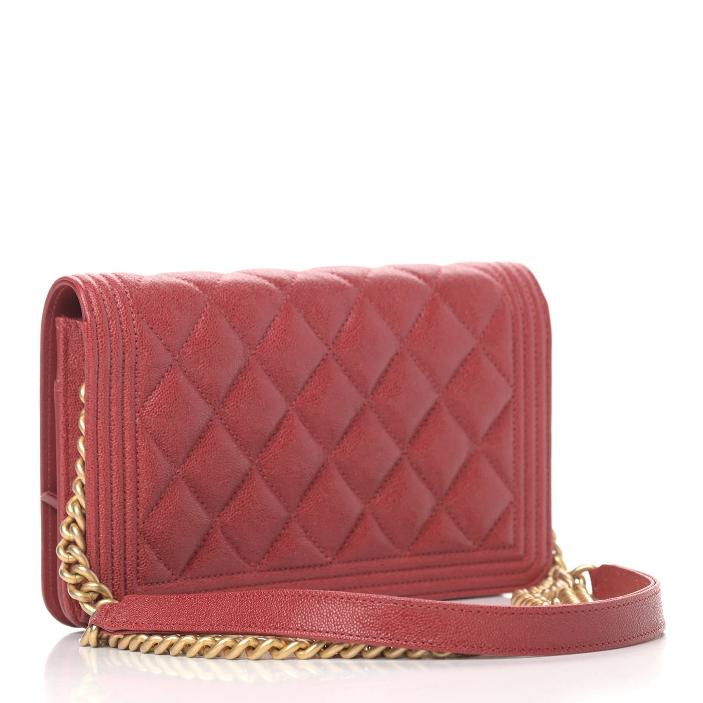 Caviar Quilted Boy Wallet On Chain WOC Red