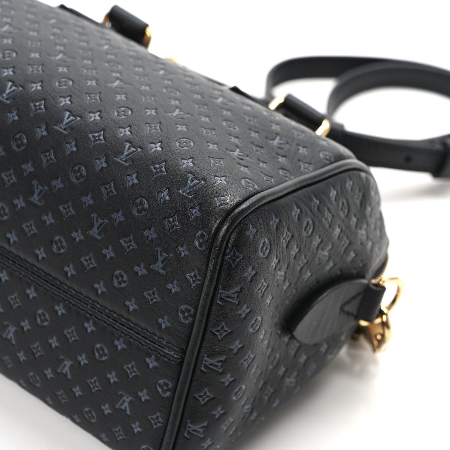 Louis Vuitton Calfskin Nanogram Embossed Speedy 20 Black 12 of 14
