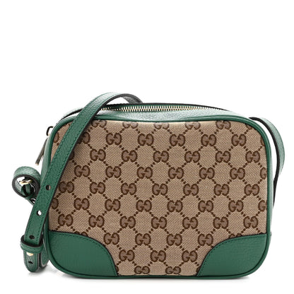 Gucci Monogram Dollar Calfskin Mini Bree Messenger Bag Beige Ebony Emerald 1 of 10