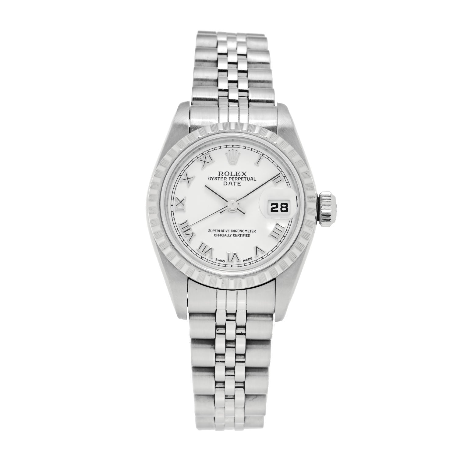 Rolex Stainless Steel 26mm Oyster Perpetual Date Watch White Roman 79240 1 of 5