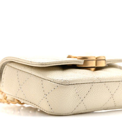Chanel Shiny Caviar Quilted Chain Melody Belt Bag White 10 of 11