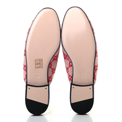 Gucci Canvas GG Monogram Horsebit Womens Princetown Slippers 36.5 Gardenia Hibiscus Red 5 of 7