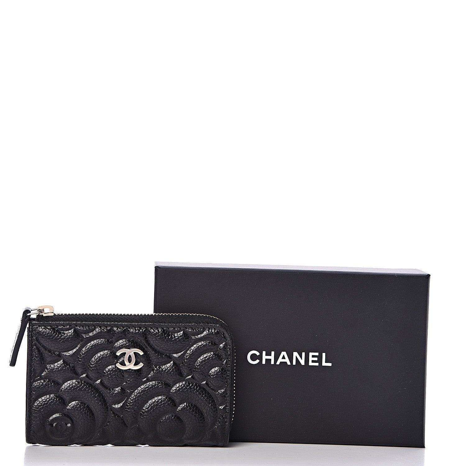 Chanel Caviar Camellia Embossed Key Holder Case Black 8 of 8