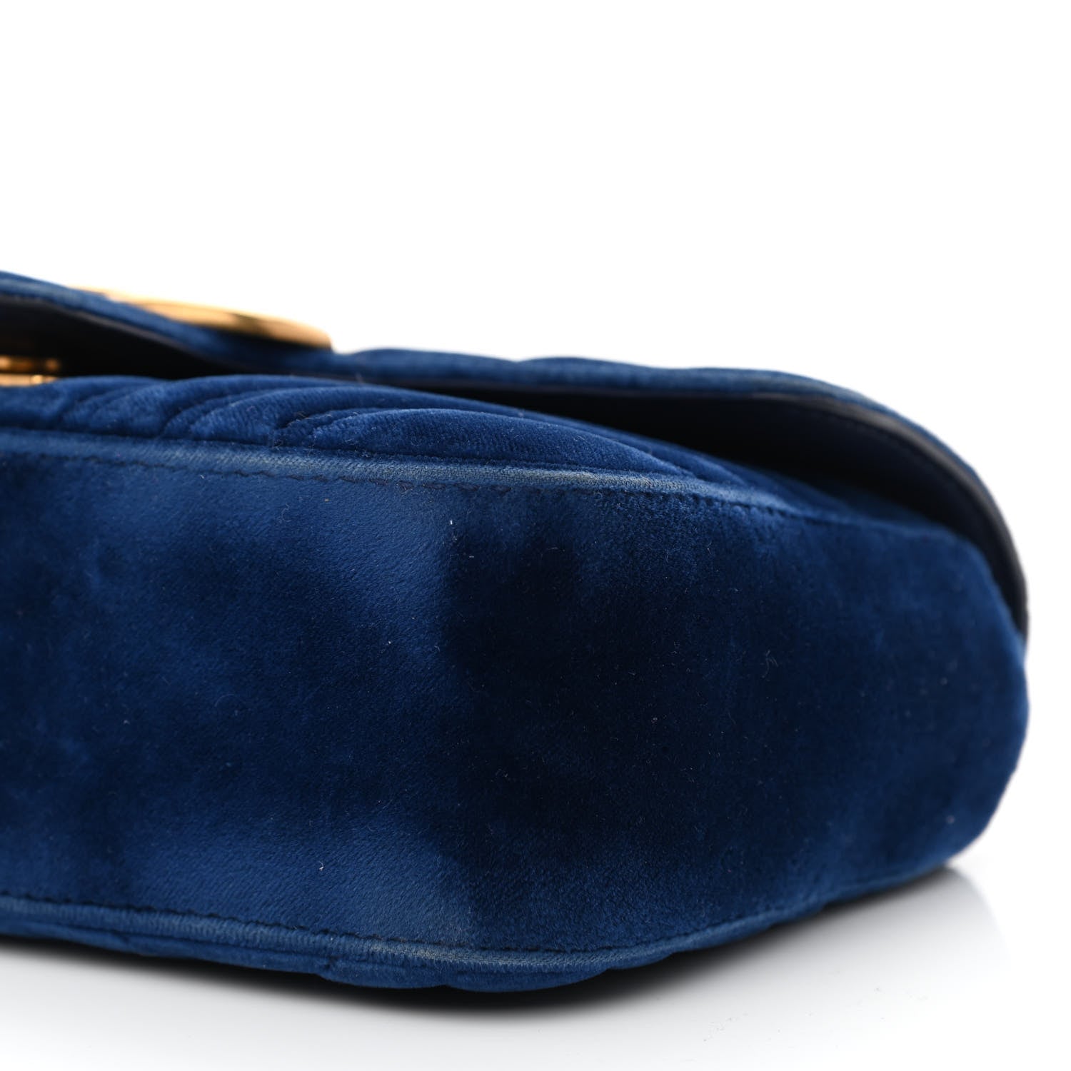 Gucci Velvet Matelasse Mini GG Marmont Shoulder Bag Cobalt Blue 11 of 11
