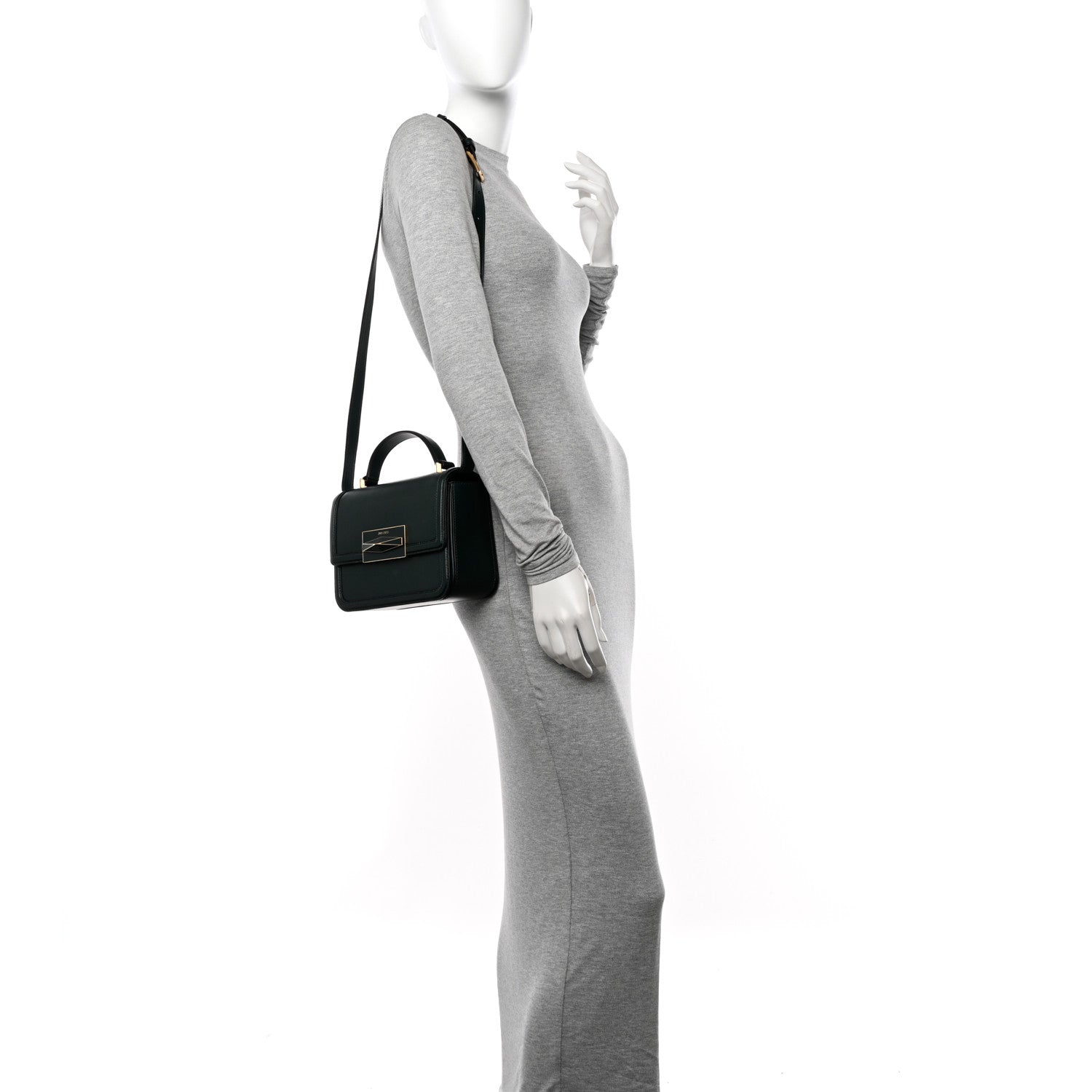 Jimmy Choo Calfskin Diamond Top Handle Crossbody Bag Green 2 of 12