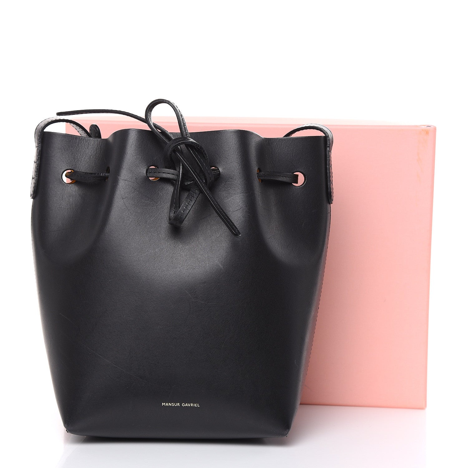 Mansur Gavriel Calfskin Mini Bucket Bag Black Gold 13 of 16
