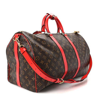 Louis Vuitton Calfskin Monogram Keepall Bandouliere 50 Coquelicot 2 of 9