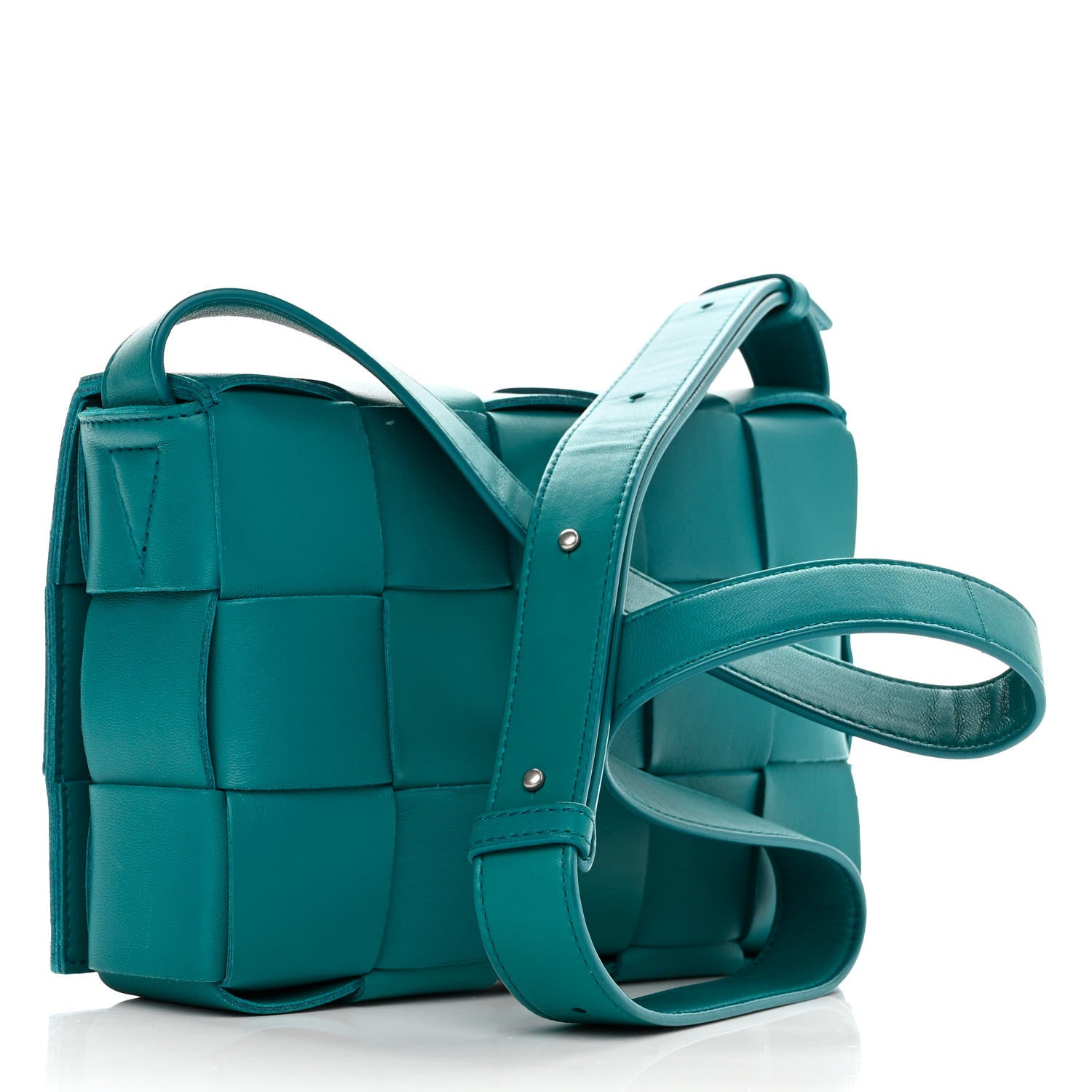 Bottega Veneta Lambskin Maxi Intrecciato Cassette Crossbody Bag Petrol Blue 3 of 9