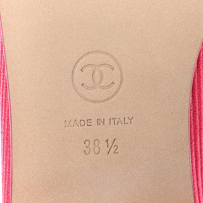 Chanel Embroidered Fabric Cap Toe CC Ballerina Flats 38.5 Dark Pink 7 of 9
