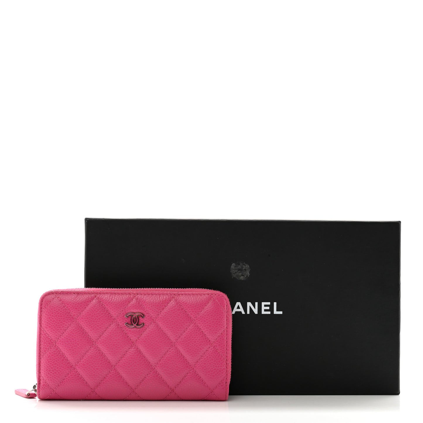 Caviar Quilted Small Zip Around Wallet Pink