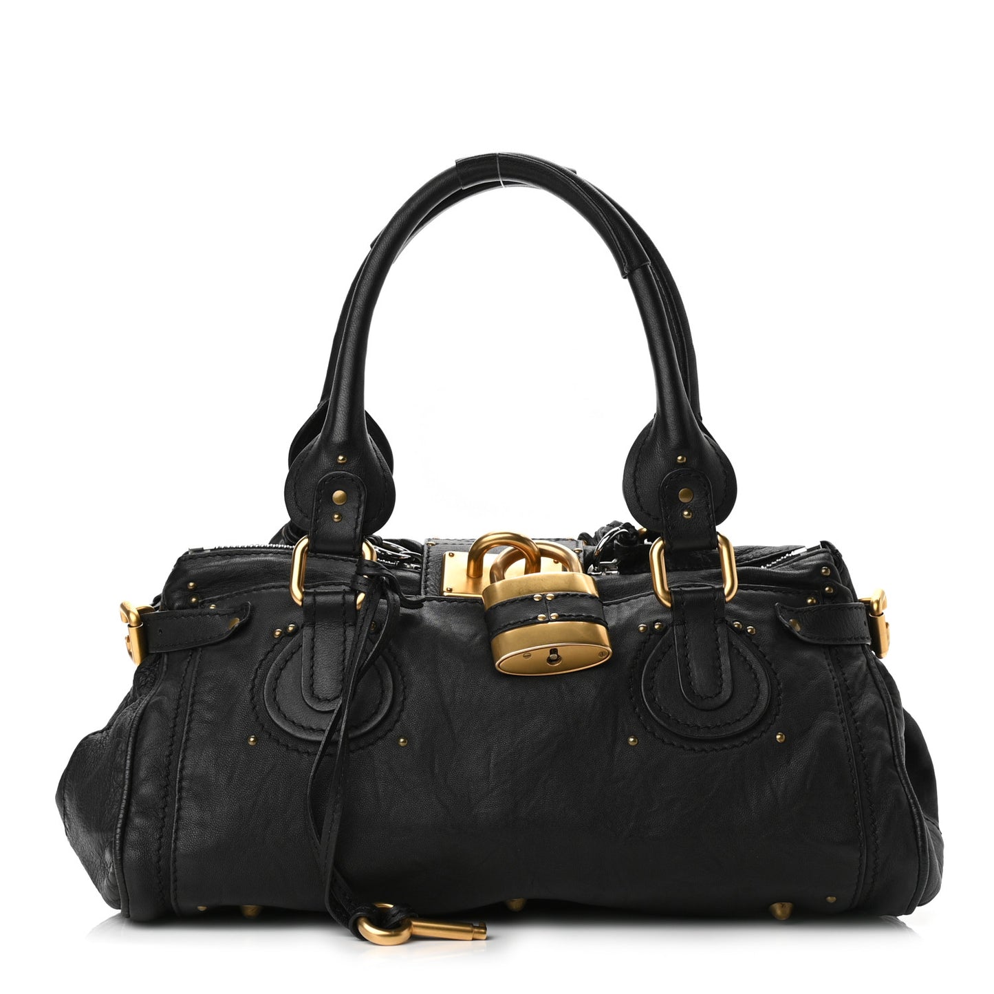 Calfskin Medium Paddington Satchel Black