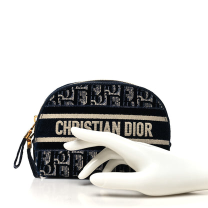 Christian Dior Velvet Oblique Cosmetic Pouch Blue 2 of 9